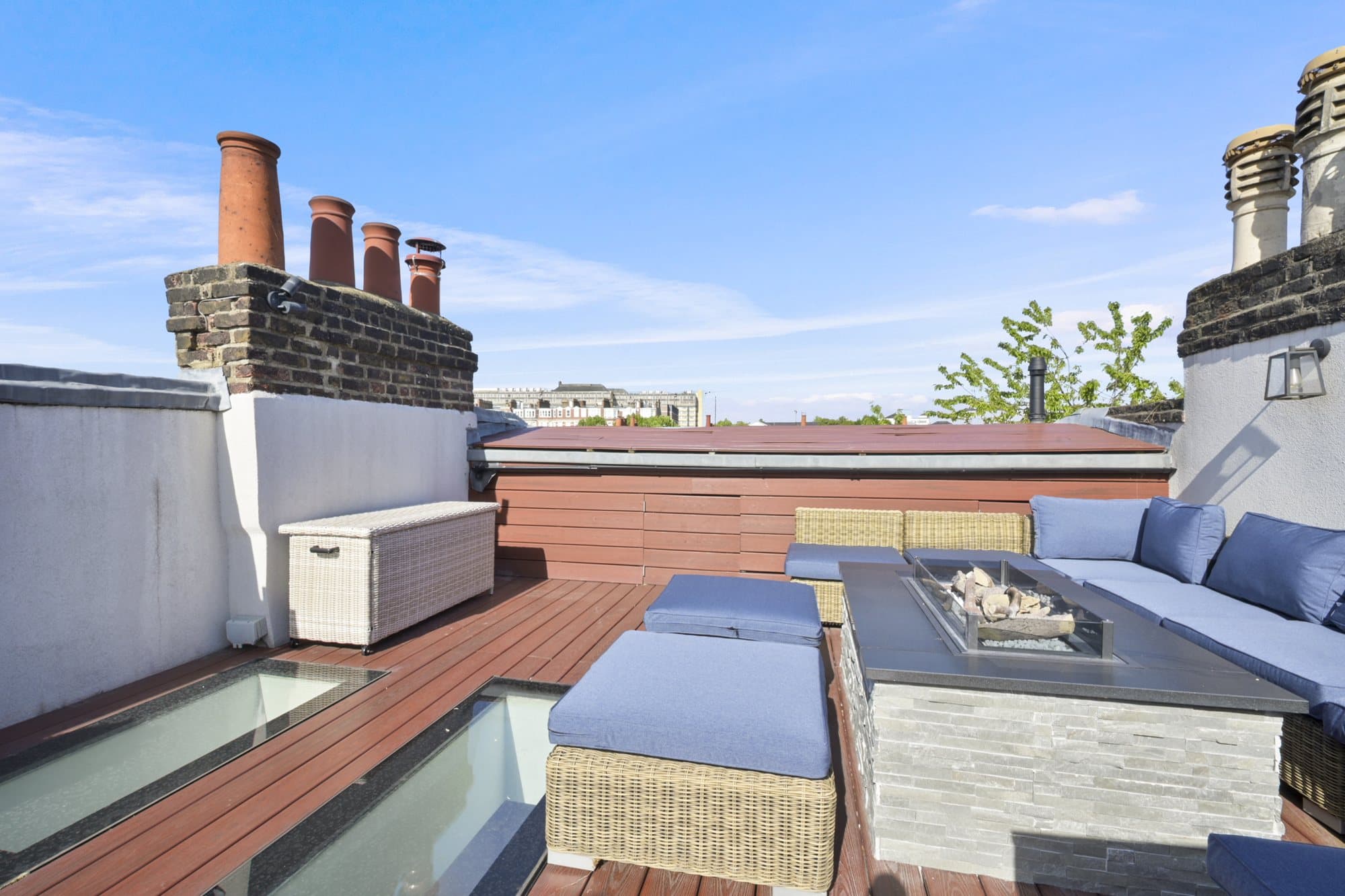 Aerial view across a London period property